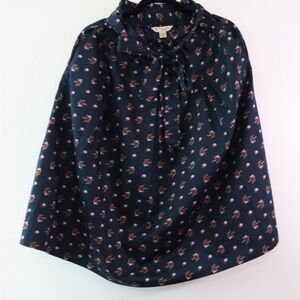 Brooks Bothers Red Fleece Calico Navy Cotton Belted Paperbag Full Skirt Sz 2